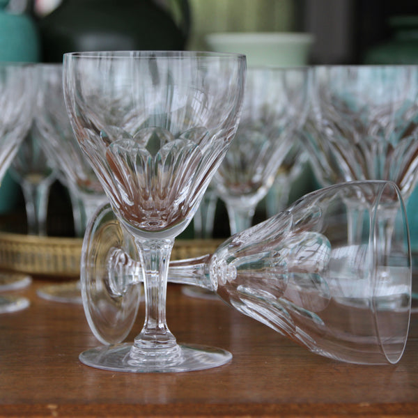 Val St. Lambert Belgian Hand-Cut Fine Crystal Water/Wine Glasses