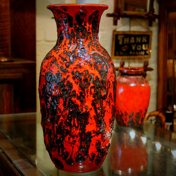 Mottled Red & Black Vase