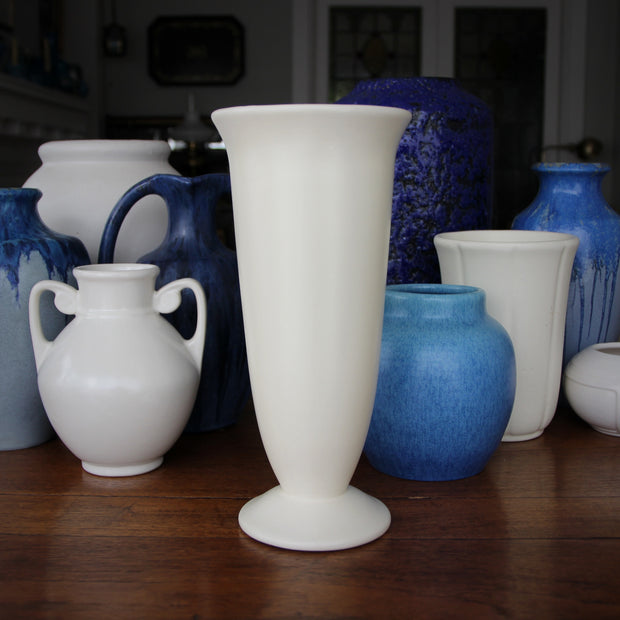 Tall Matte White Trumpet Vase