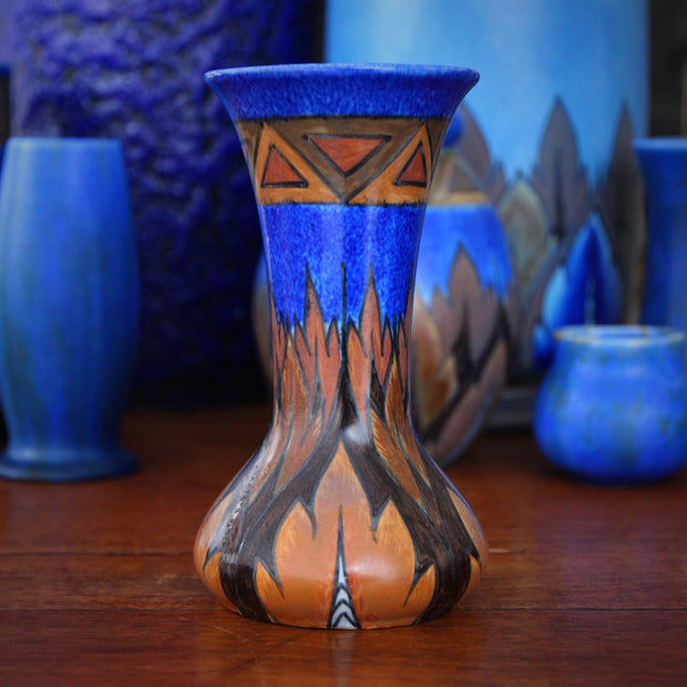 English Hand-Painted Trumpet Vase