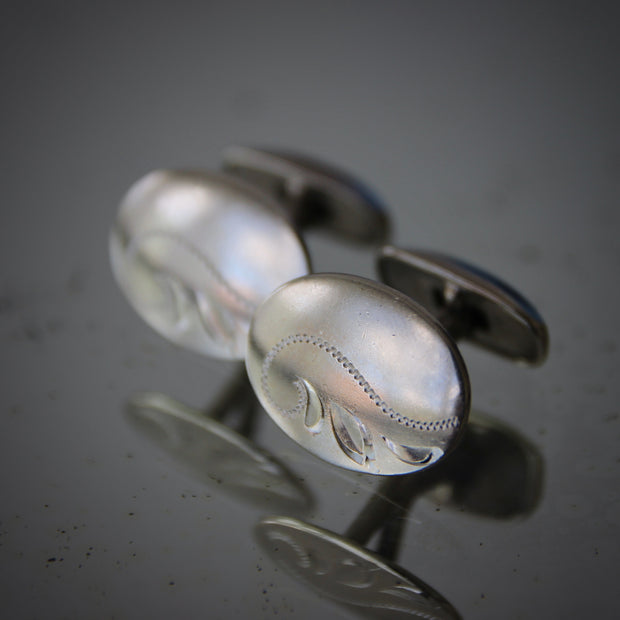 Modernist Engraved Silver Cufflinks