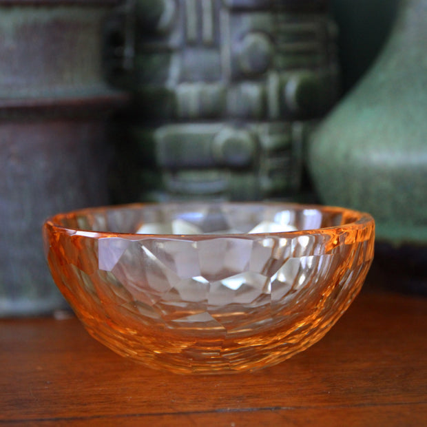 Modernist Peach Crystal Bowl
