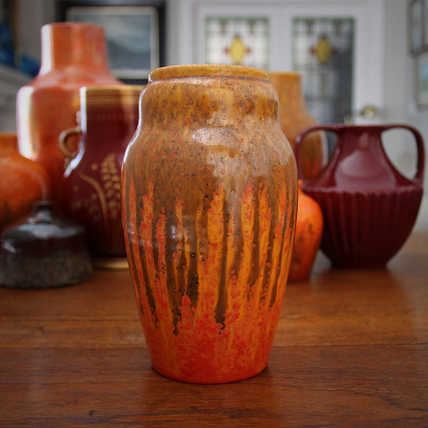 English Hand-Thrown Orange Vase