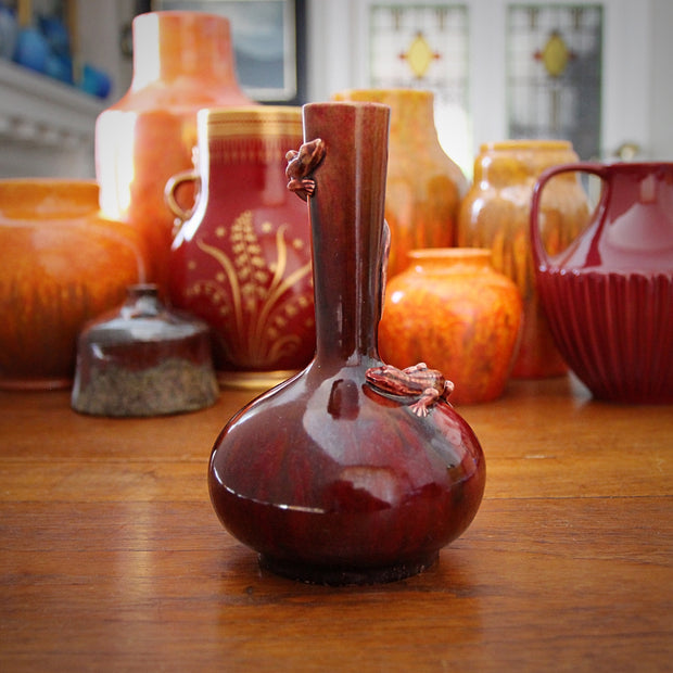 Oxblood Chinoiserie Bottle Vase