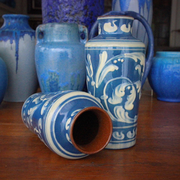 Blue & Cream Mantel Vases