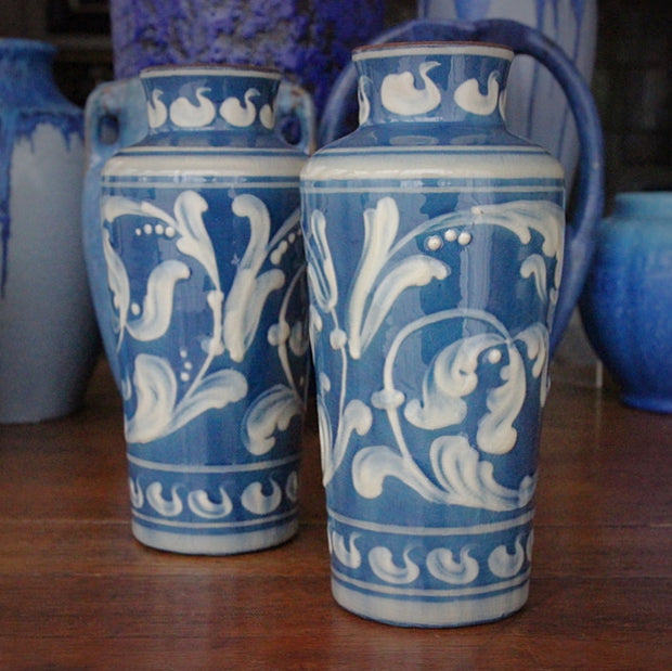Blue & Cream Mantel Vases
