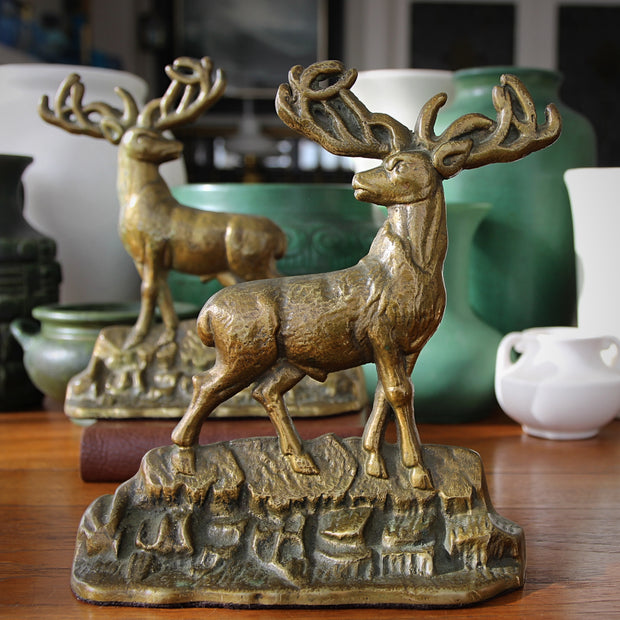 Bronze Mirrored Stag Bookends