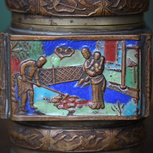 Enameled Brass Tea Caddy