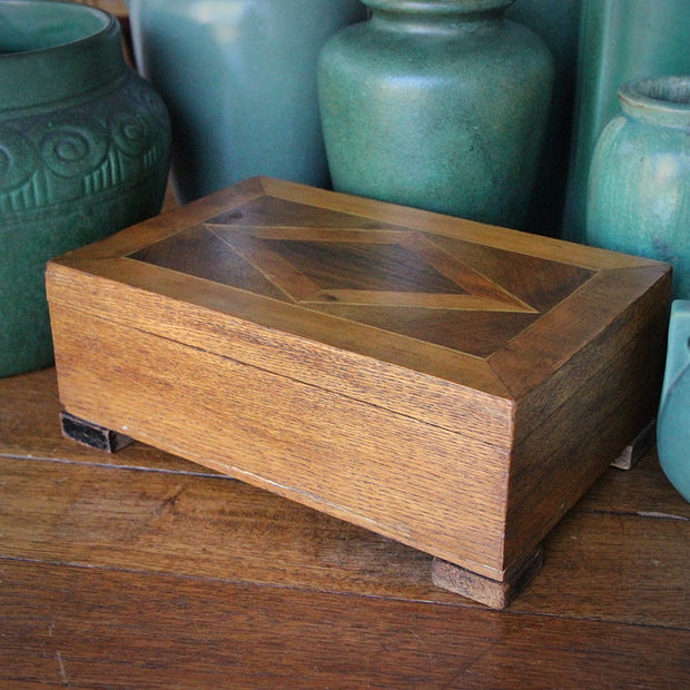 Deco Footed Oak Dresser Box