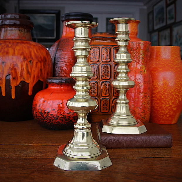 Victorian English Brass Candlesticks