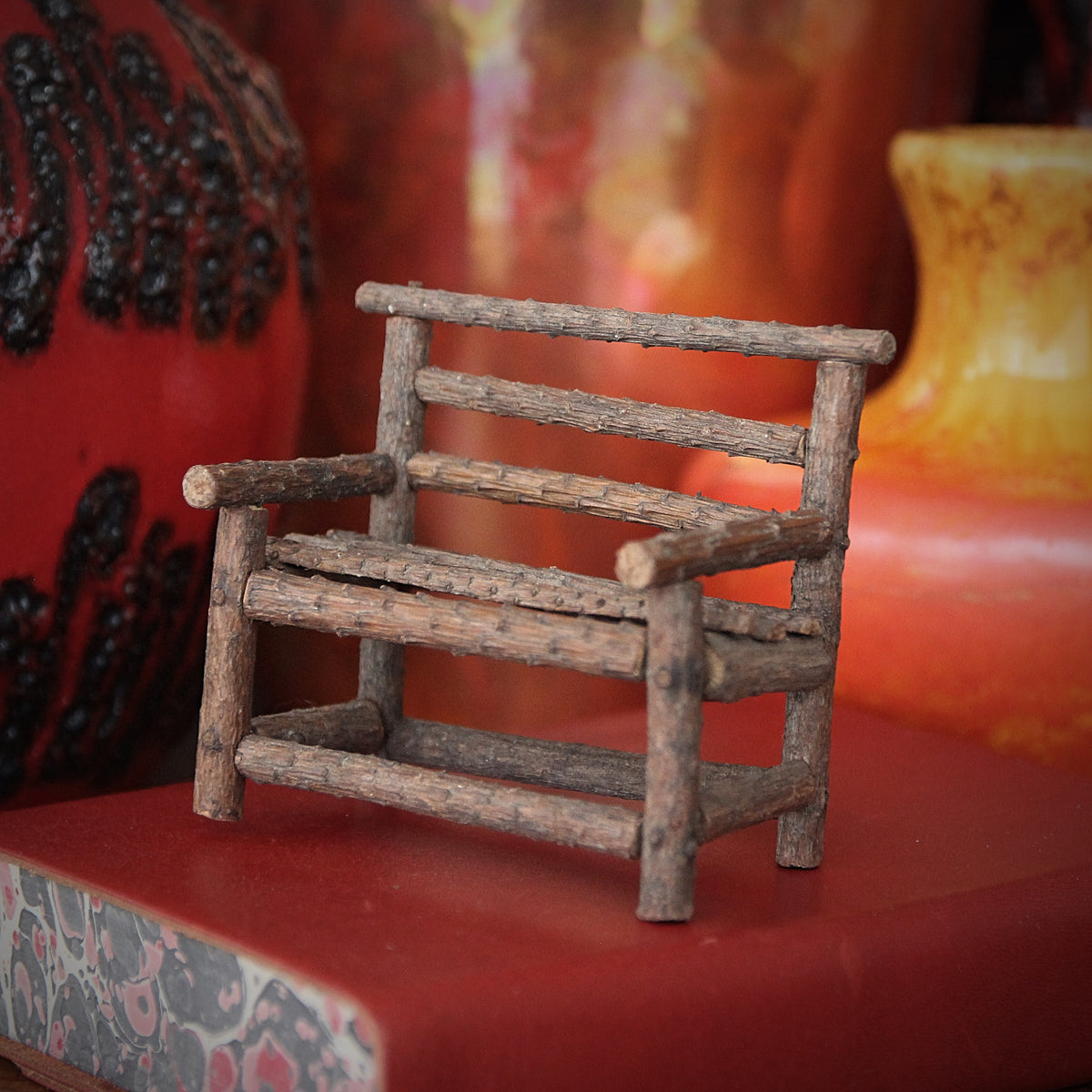 Doll House Pine Twig Bench