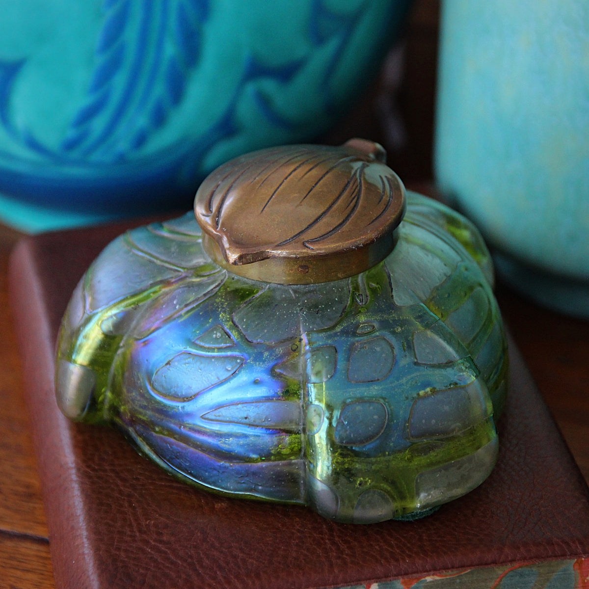 Loetz Bohemian Artglass Inkwell with Buttressed Form & Iridescent Finish – LEO Design, Ltd. loetz-bohemian-artglass-inkwell-with-buttressed-form-iridescent-finish-leo-design-ltd