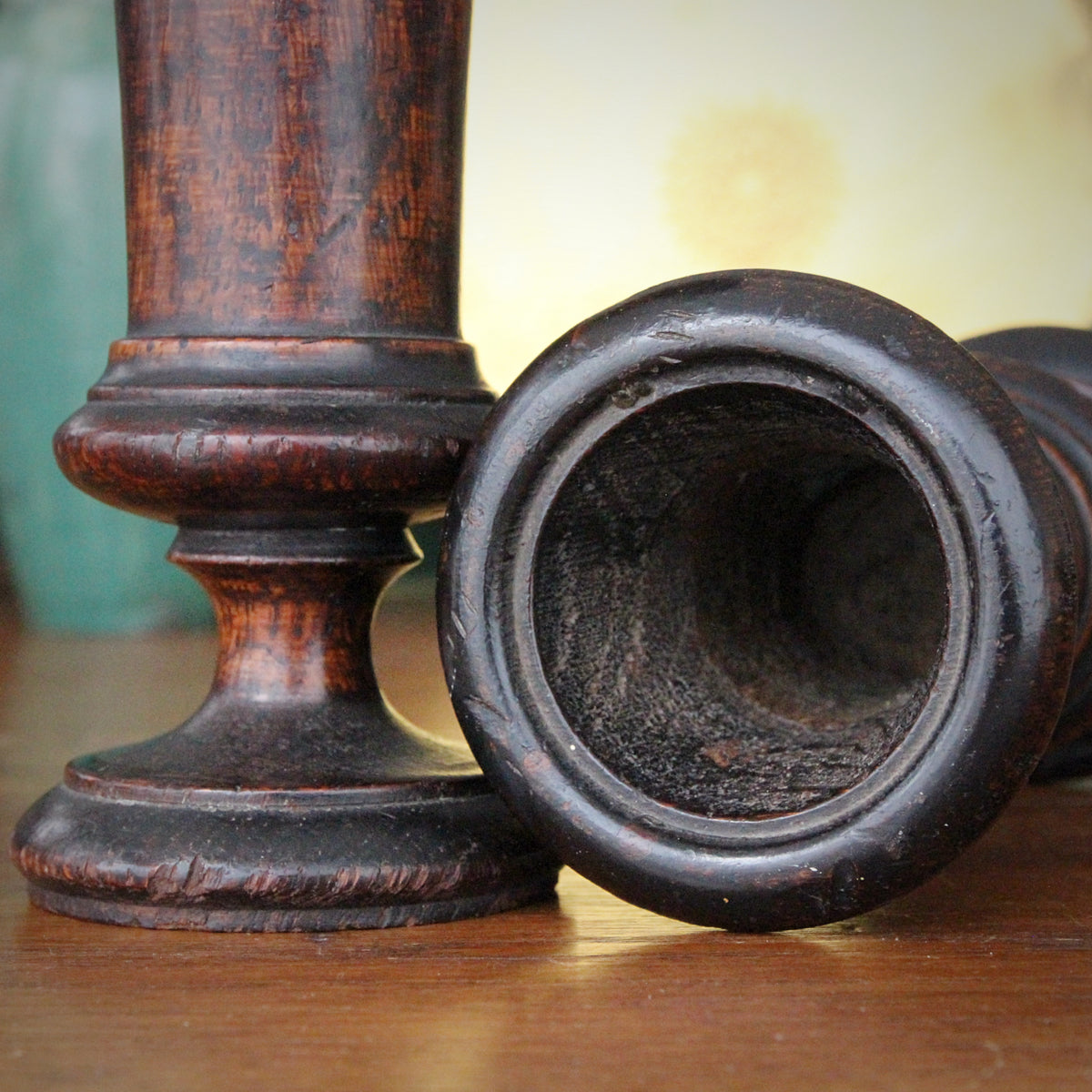 Victorian Oak Mantel Vases