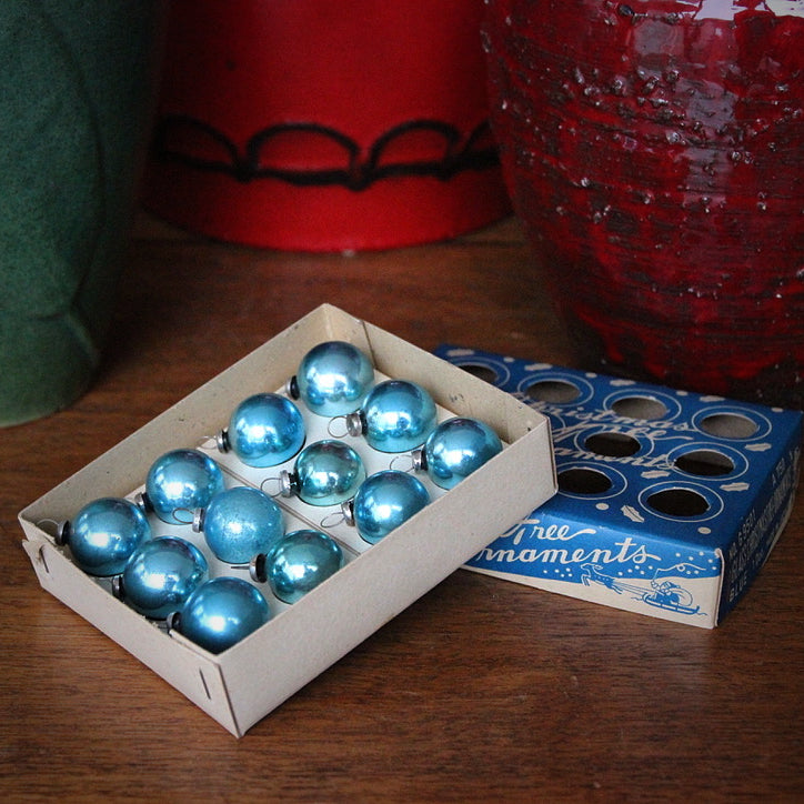 Blue Glass "Feather Tree" Ornaments