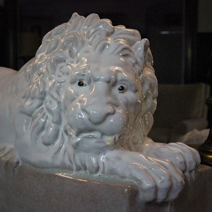 Italian Glazed Terracotta Lion
