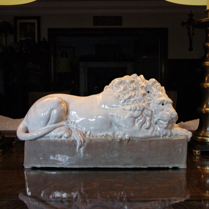 Italian Glazed Terracotta Lion