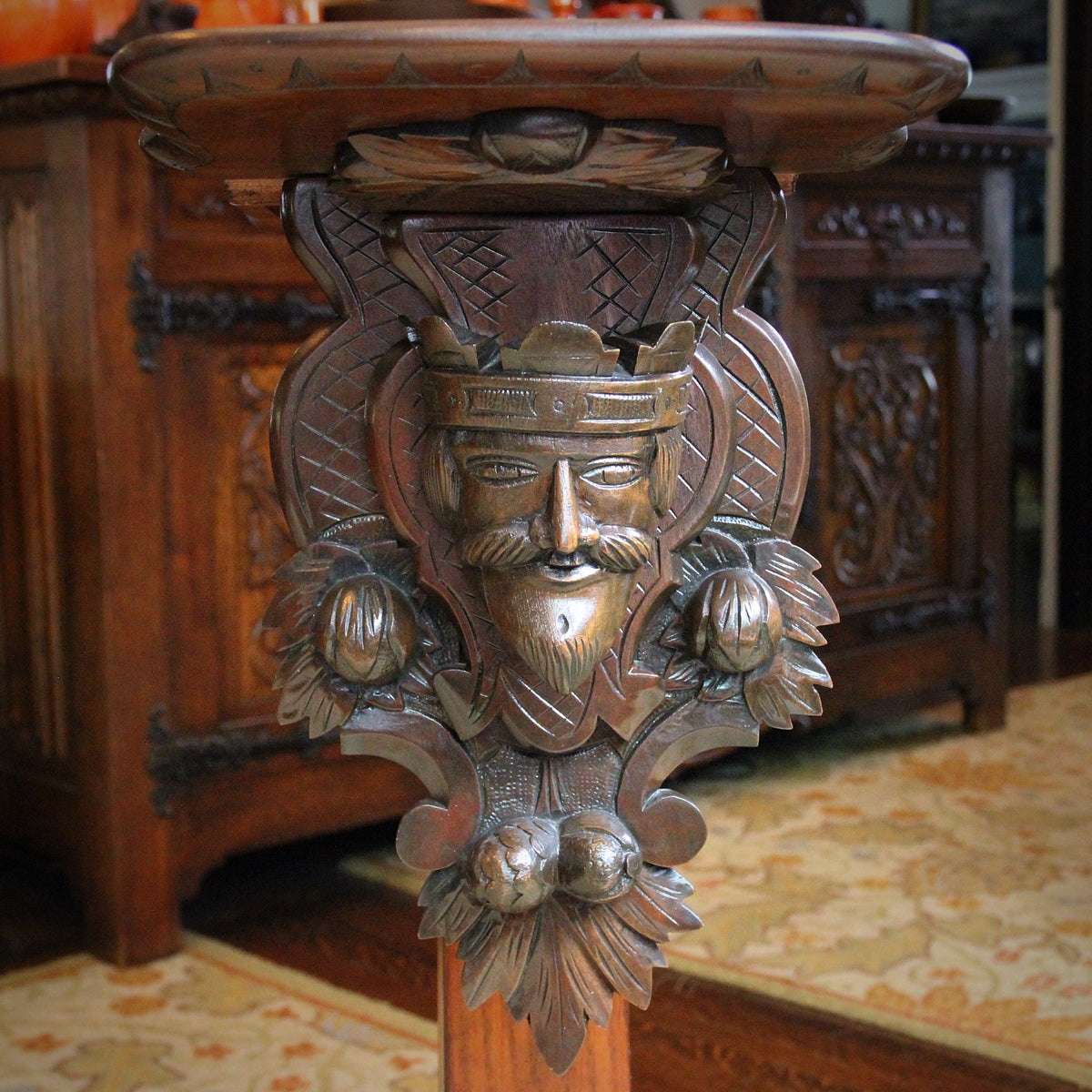 Swiss Carved Walnut Corbel Shelf