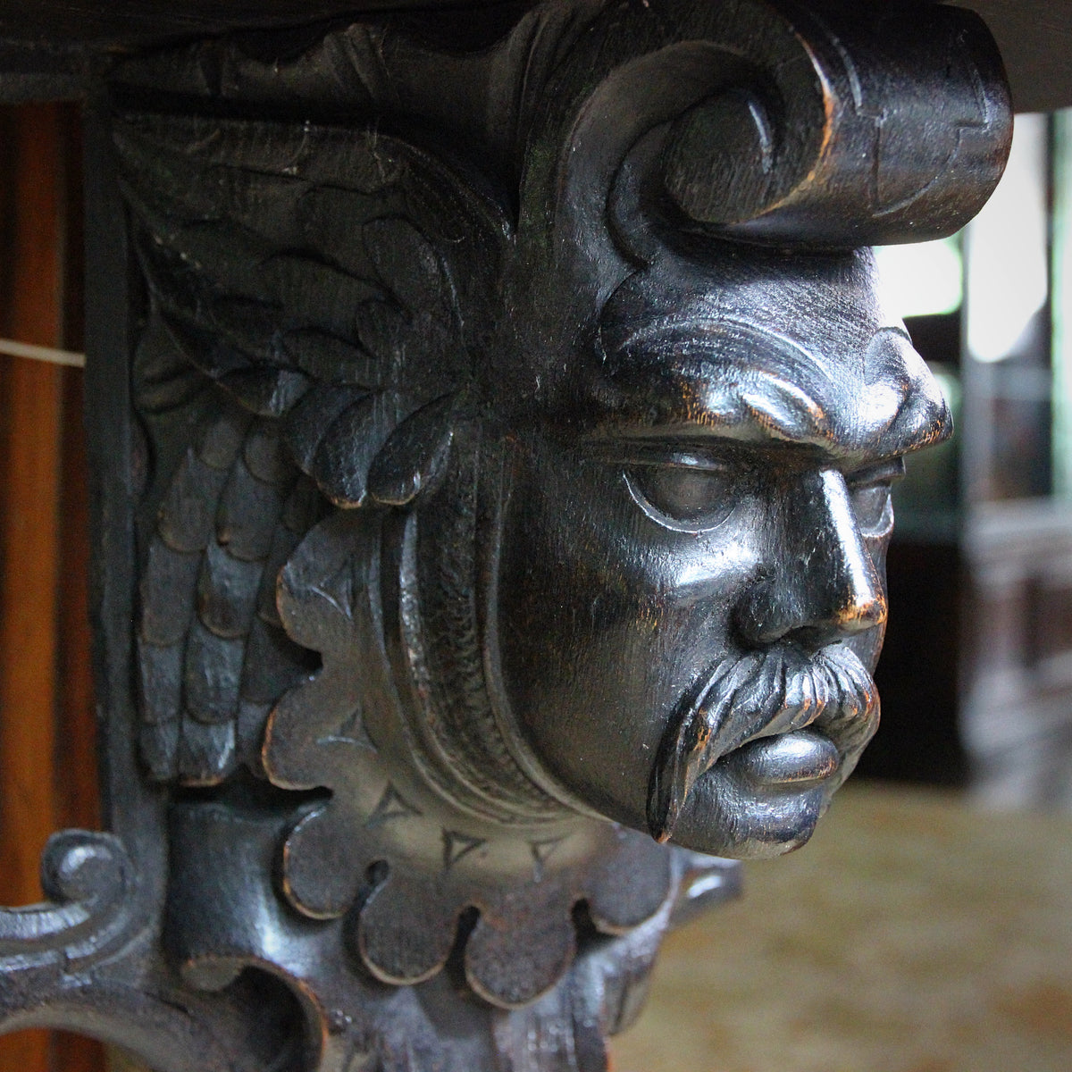 English Carved Oak Corbel Shelf