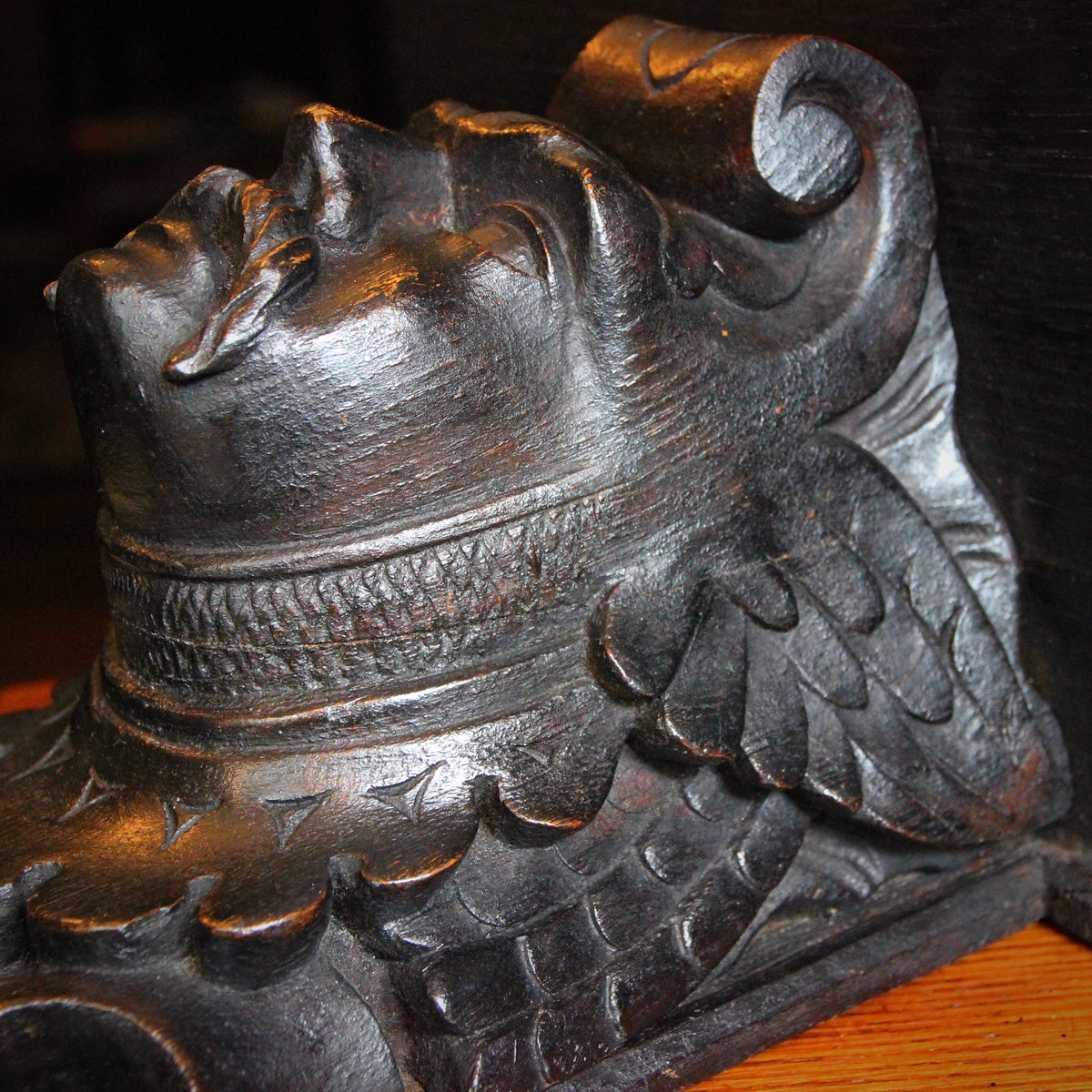 English Carved Oak Corbel Shelf