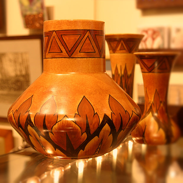 English Painted Flame Pot