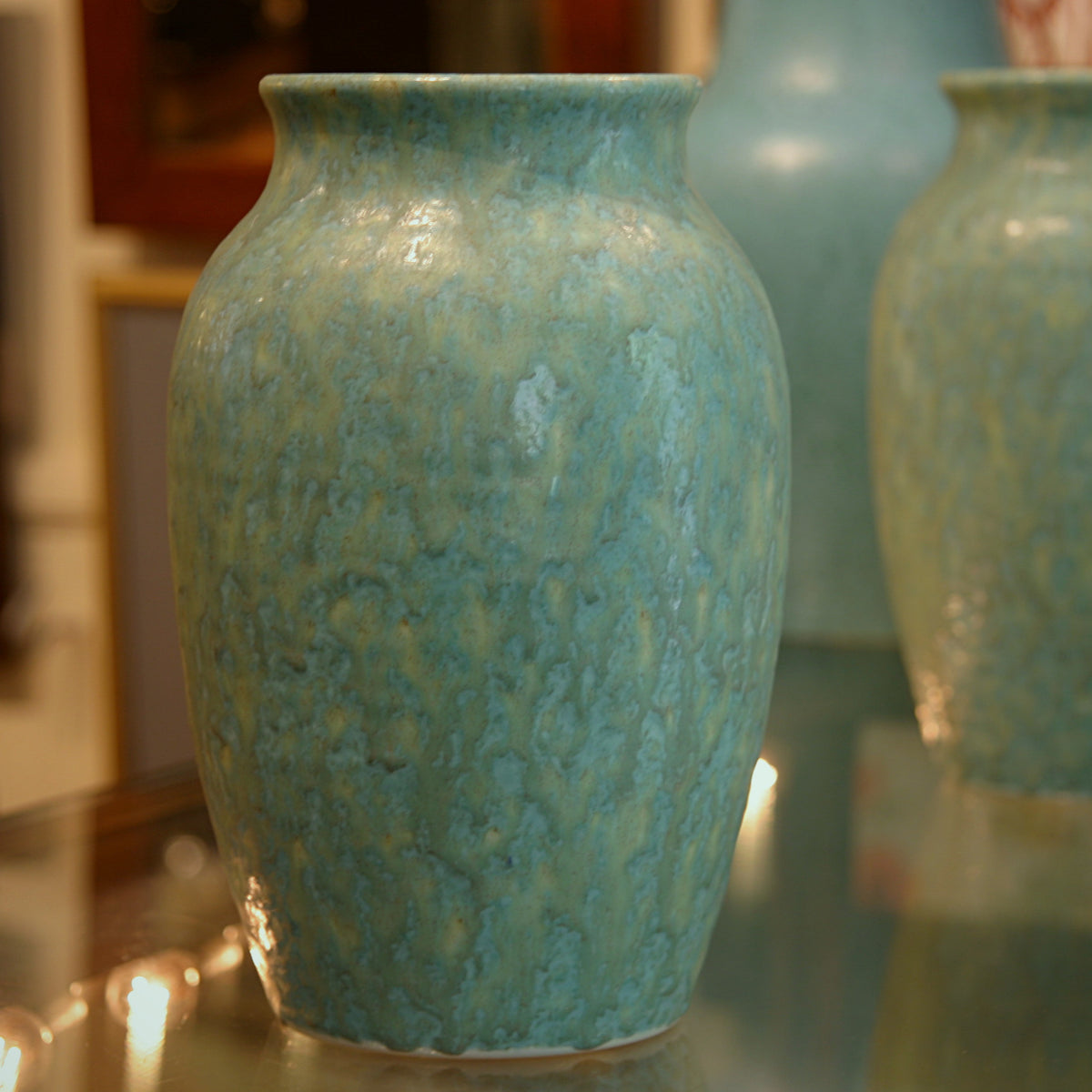 Pair of English Aqua Vases