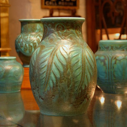 English Incised Botanical Vase