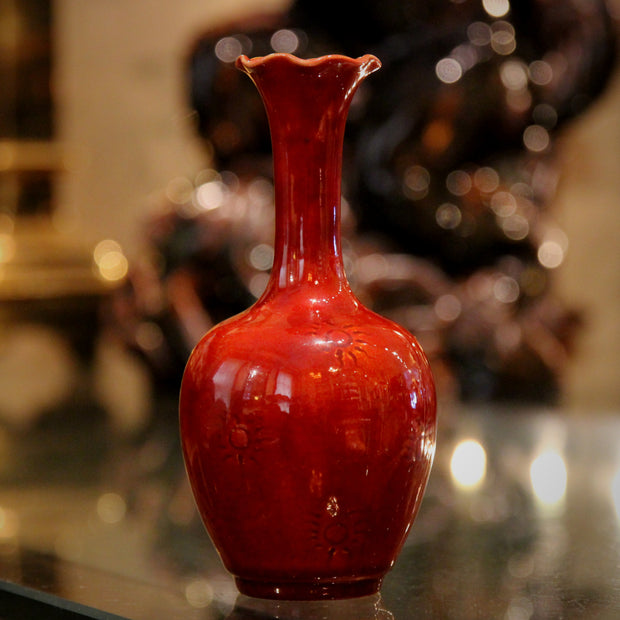 Burmantofts Chinese Red Vase