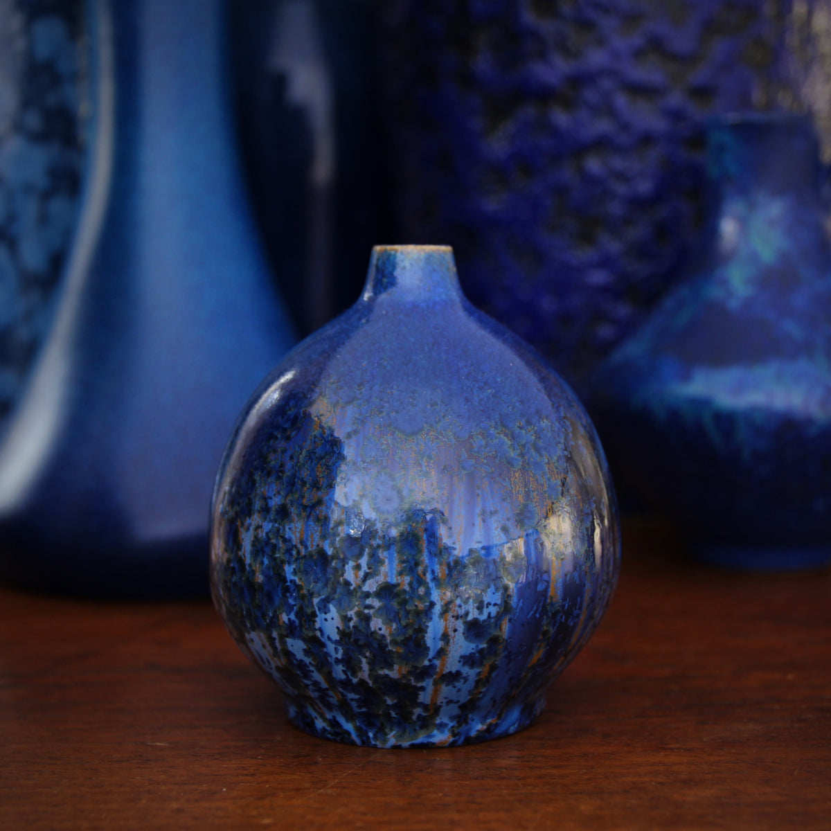 Blue Crystalline Spherical Vase