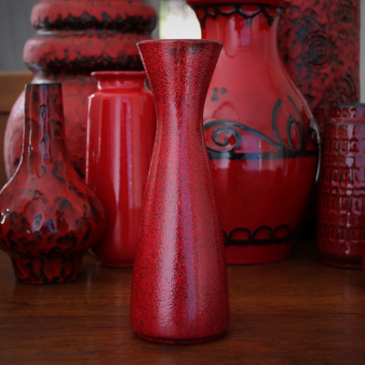 Red Modernist Carafe Vase