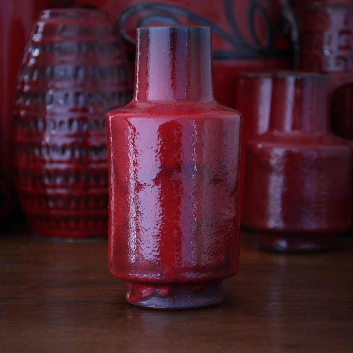 Modernist Red Bottle Vase