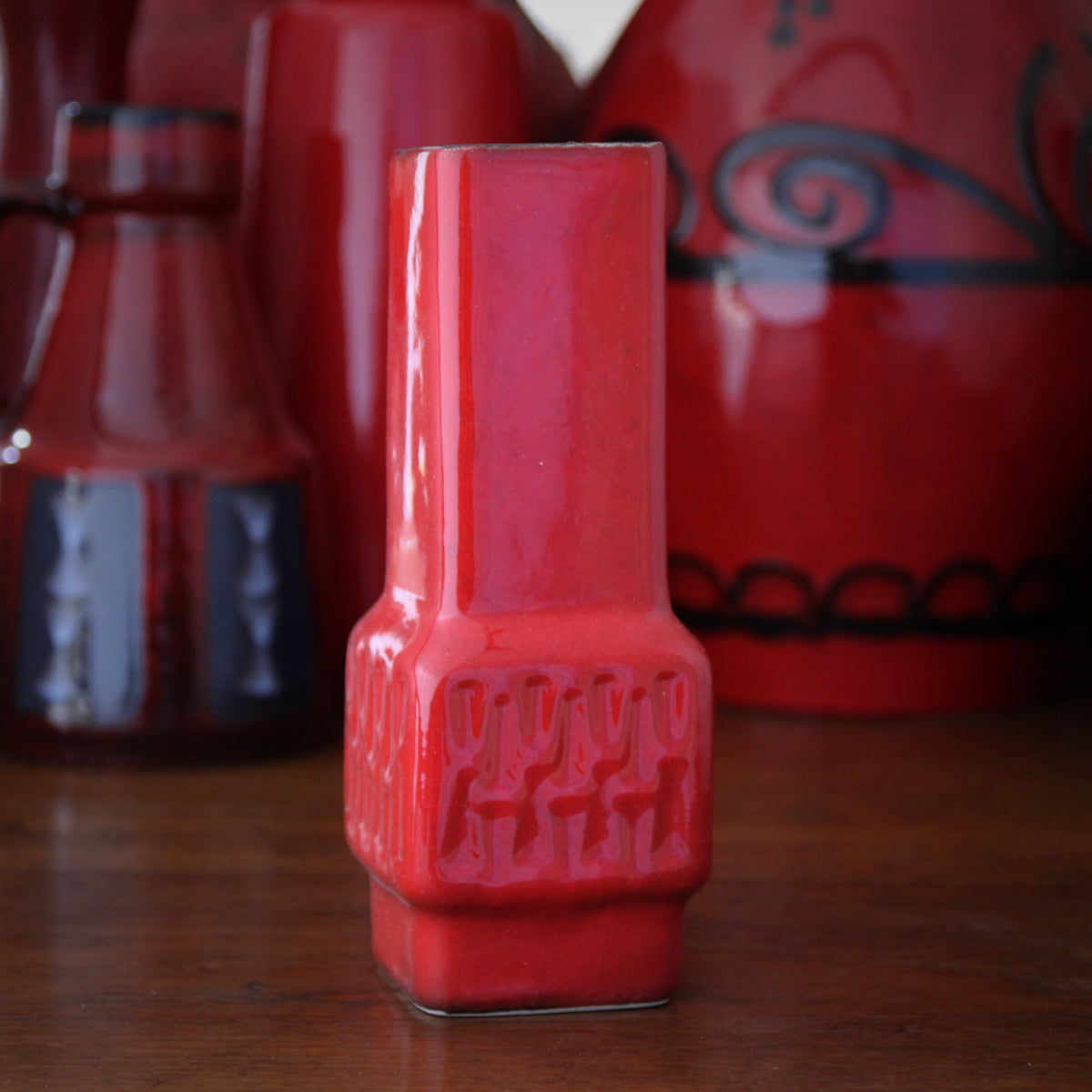 Red Modernist Bud Vase