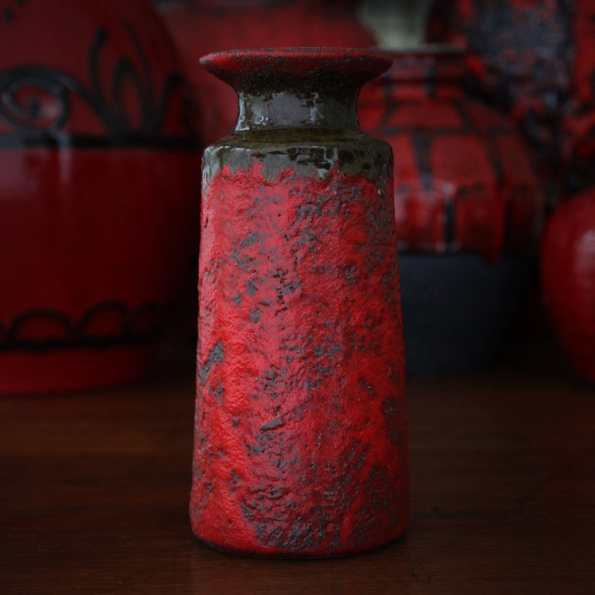 Textured Red Studio Vase