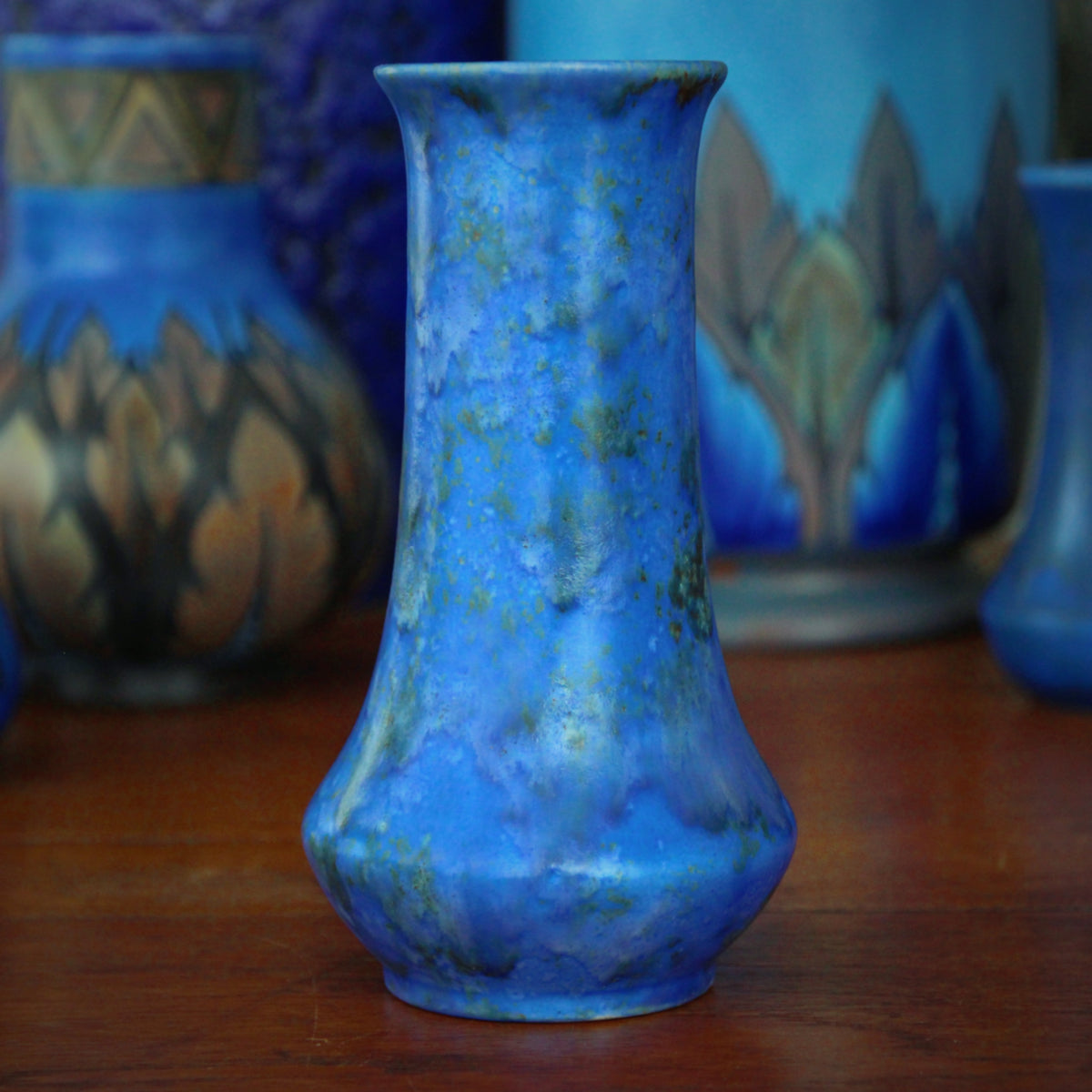 English Deco Mottled Trumpet Vase
