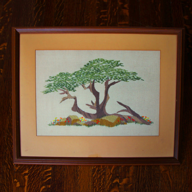 Cypress Embroidery on Linen