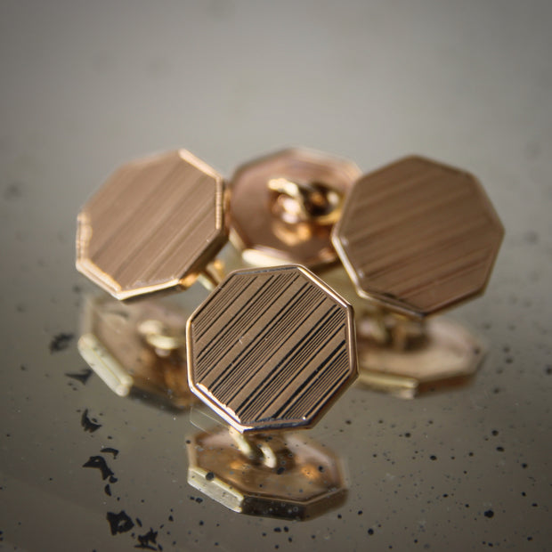 Deco Striped Rolled-Gold Cufflinks