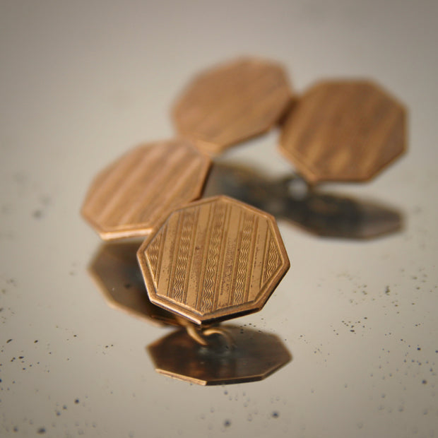 Deco English Rolled-Gold Cufflinks