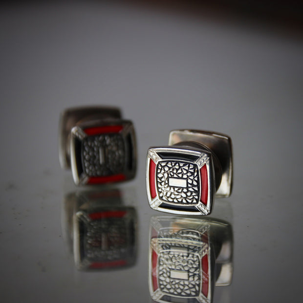 Deco Snapping Red & Black Cufflinks