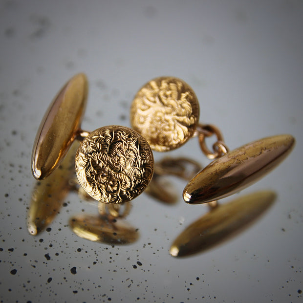 Victorian 15K Gold Foliate Cufflinks