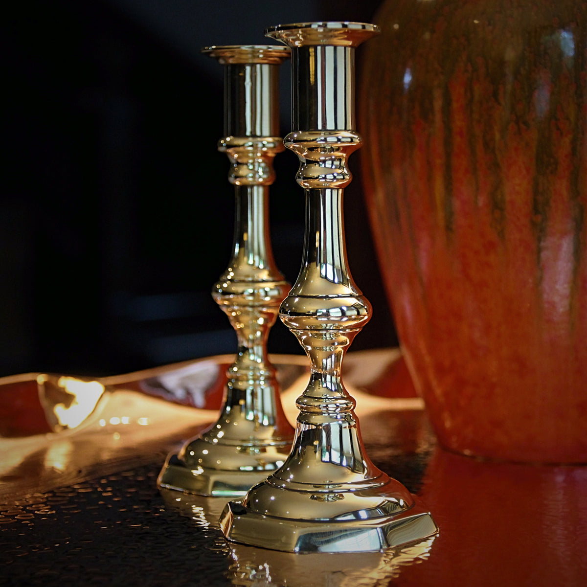 Victorian English Little Brass Candlesticks with Great Style – LEO