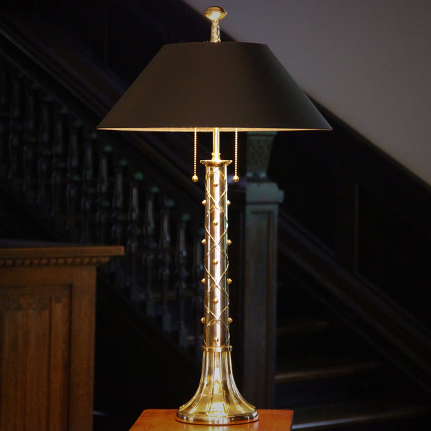 Laced & Studded Brass Lamp
