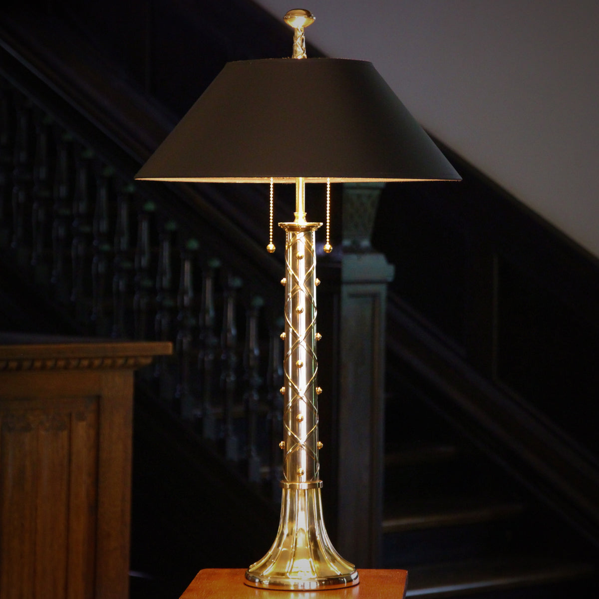 Laced & Studded Brass Lamp
