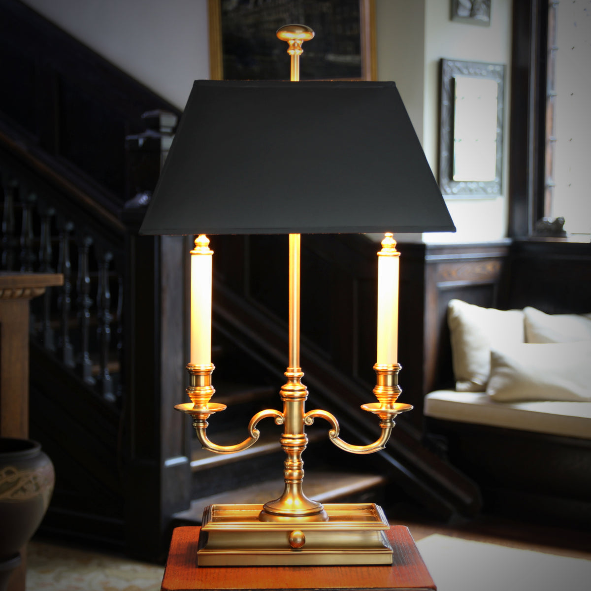 Brass Two-Armed Library Desk Candleabra Lamp (Contemporary) – LEO Design,  Ltd.