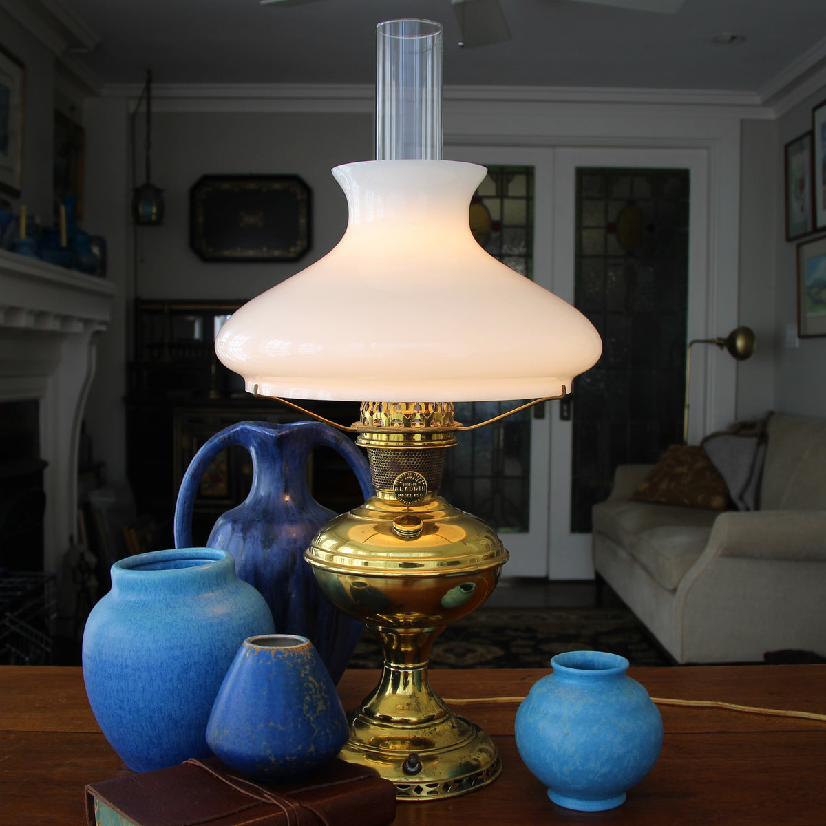 Electrified Brass Oil Lamp
