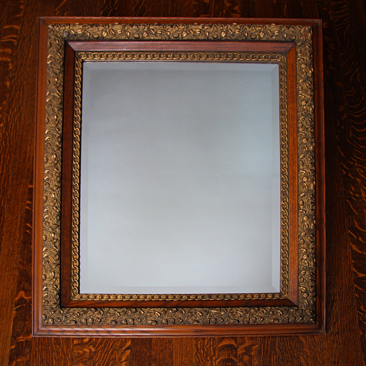 Victorian Oak Bevelled Mirror