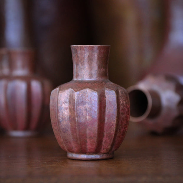 Copper Ribbed Acorn Vase
