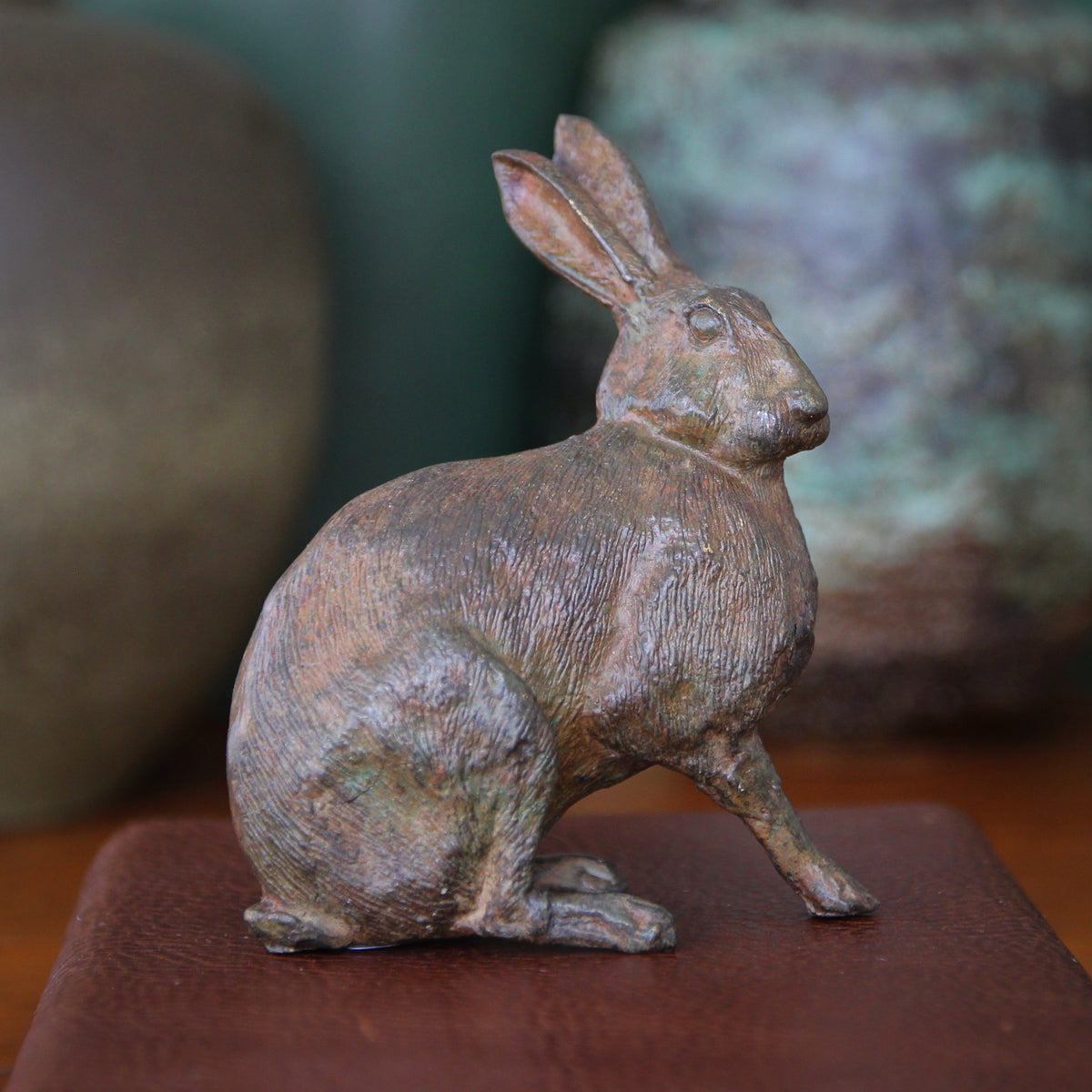 Verdigris Hare Sculpture