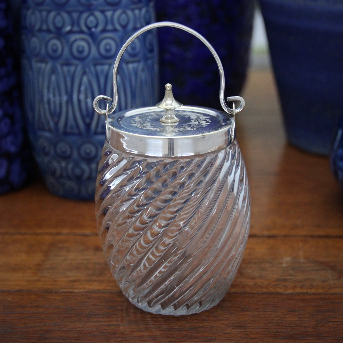 Edwardian Swirled Glass Jam Pot