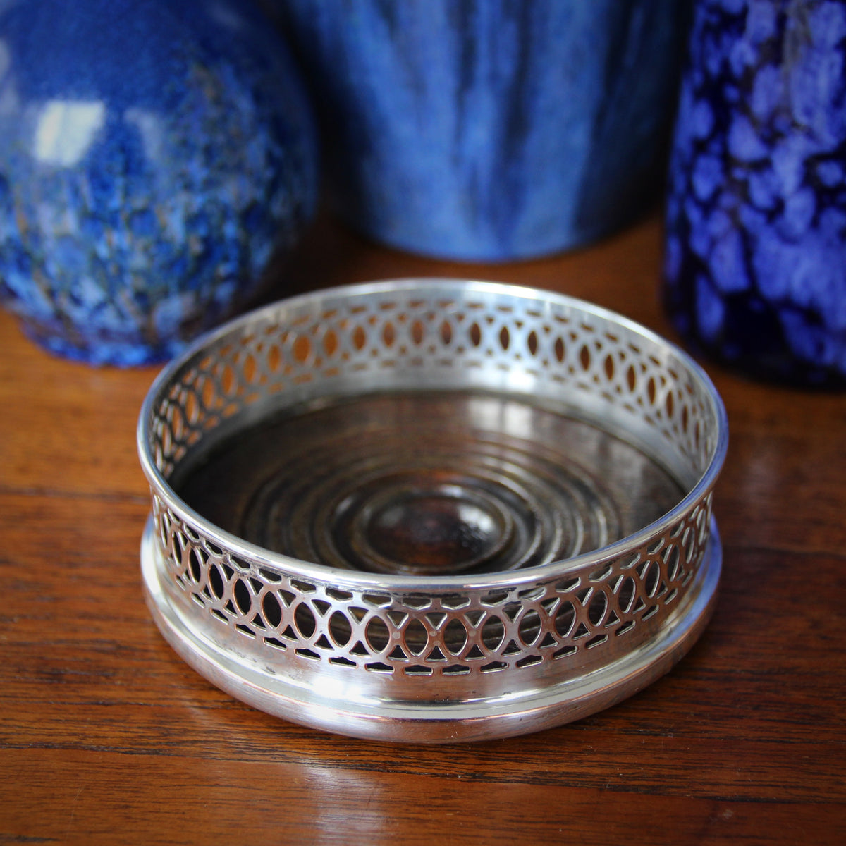 English Silver-Plated Wine Coaster